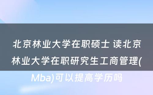 北京林业大学在职硕士 读北京林业大学在职研究生工商管理(Mba)可以提高学历吗