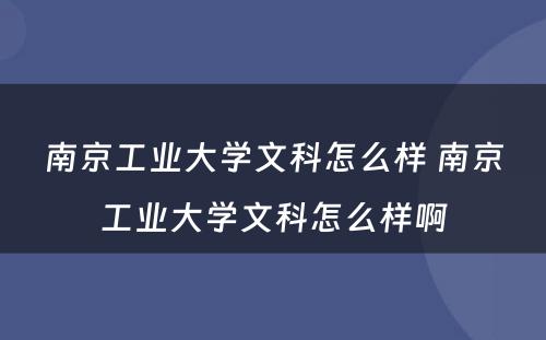 南京工业大学文科怎么样 南京工业大学文科怎么样啊
