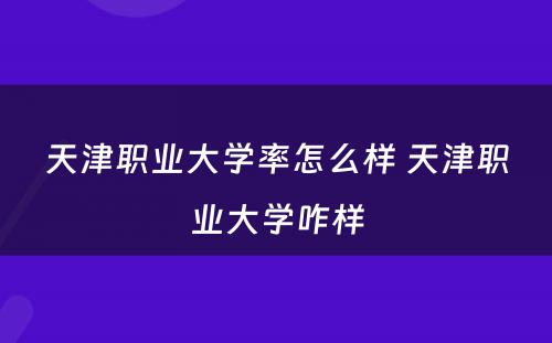 天津职业大学率怎么样 天津职业大学咋样