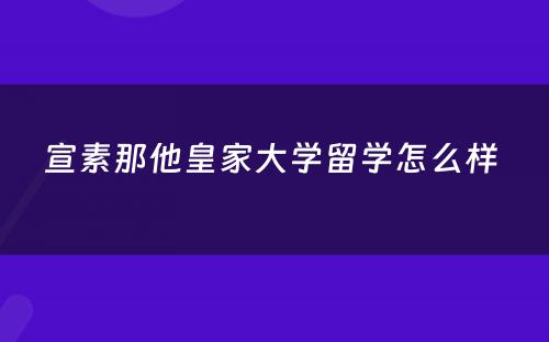 宣素那他皇家大学留学怎么样 