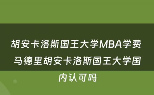 胡安卡洛斯国王大学MBA学费 马德里胡安卡洛斯国王大学国内认可吗