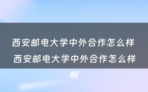 西安邮电大学中外合作怎么样 西安邮电大学中外合作怎么样啊