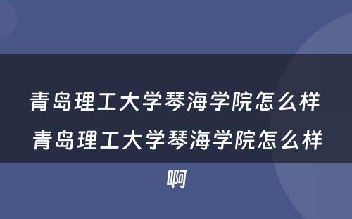 青岛理工大学琴海学院怎么样 青岛理工大学琴海学院怎么样啊