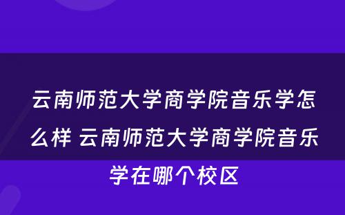 云南师范大学商学院音乐学怎么样 云南师范大学商学院音乐学在哪个校区