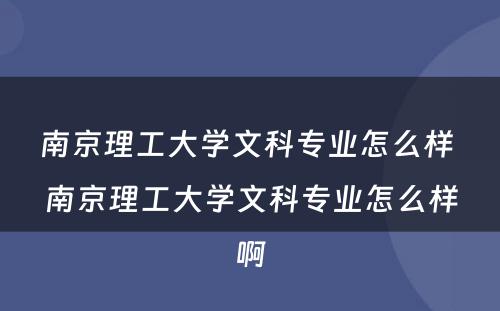南京理工大学文科专业怎么样 南京理工大学文科专业怎么样啊