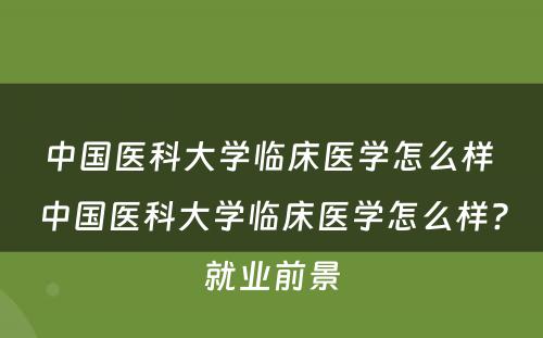 中国医科大学临床医学怎么样 中国医科大学临床医学怎么样?就业前景