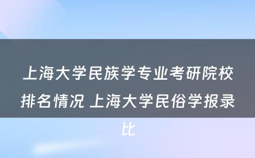 上海大学民族学专业考研院校排名情况 上海大学民俗学报录比