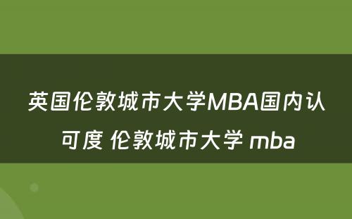 英国伦敦城市大学MBA国内认可度 伦敦城市大学 mba