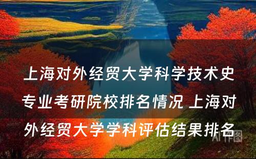 上海对外经贸大学科学技术史专业考研院校排名情况 上海对外经贸大学学科评估结果排名