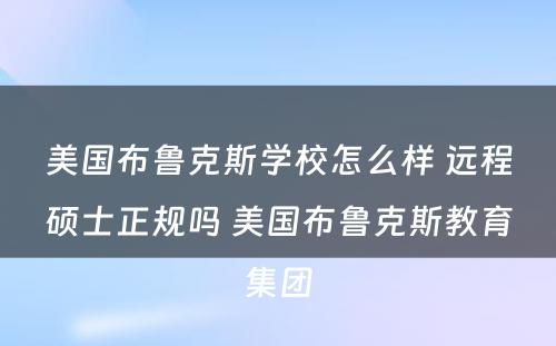 美国布鲁克斯学校怎么样 远程硕士正规吗 美国布鲁克斯教育集团