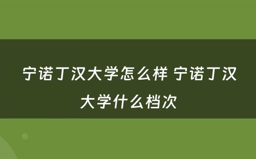 宁诺丁汉大学怎么样 宁诺丁汉大学什么档次
