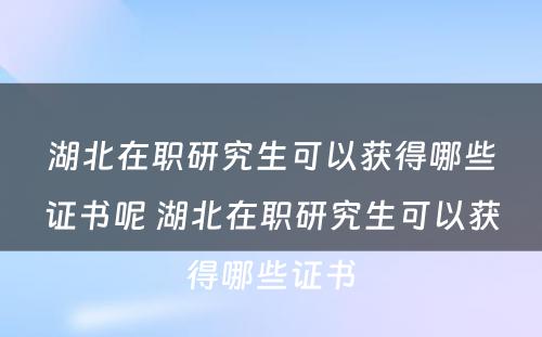 湖北在职研究生可以获得哪些证书呢 湖北在职研究生可以获得哪些证书