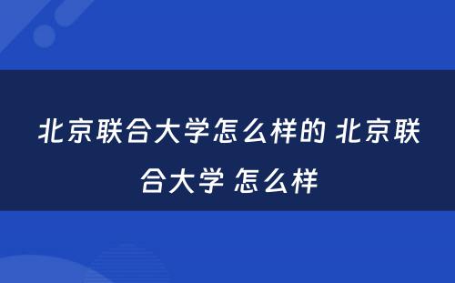 北京联合大学怎么样的 北京联合大学 怎么样