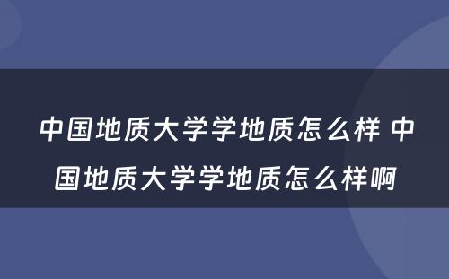 中国地质大学学地质怎么样 中国地质大学学地质怎么样啊