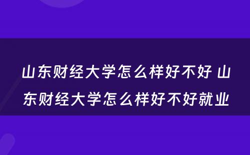 山东财经大学怎么样好不好 山东财经大学怎么样好不好就业