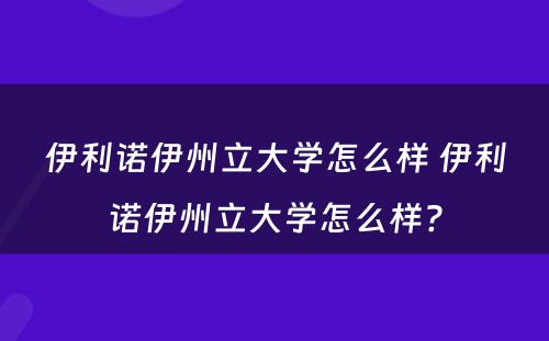 伊利诺伊州立大学怎么样 伊利诺伊州立大学怎么样?