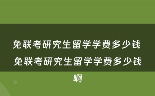 免联考研究生留学学费多少钱 免联考研究生留学学费多少钱啊