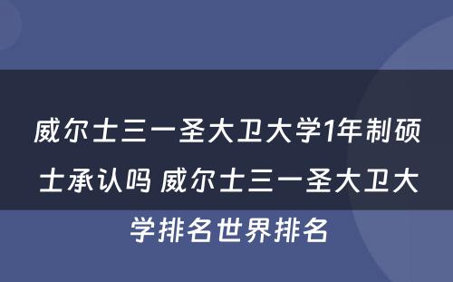 威尔士三一圣大卫大学1年制硕士承认吗 威尔士三一圣大卫大学排名世界排名