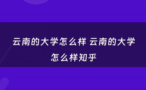 云南的大学怎么样 云南的大学怎么样知乎
