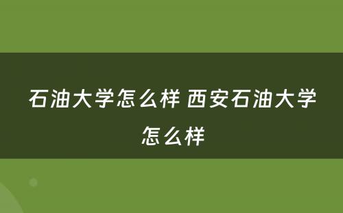 石油大学怎么样 西安石油大学怎么样