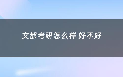 文都考研怎么样 好不好