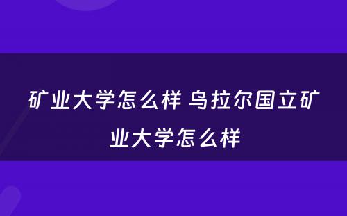 矿业大学怎么样 乌拉尔国立矿业大学怎么样