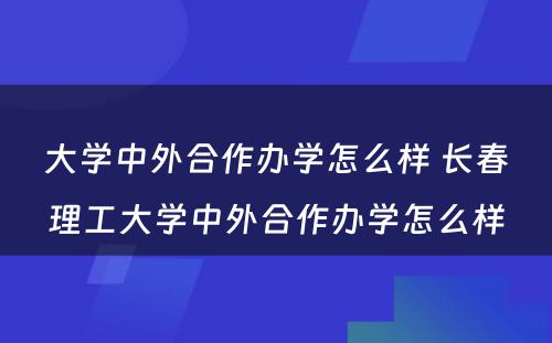 大学中外合作办学怎么样 长春理工大学中外合作办学怎么样