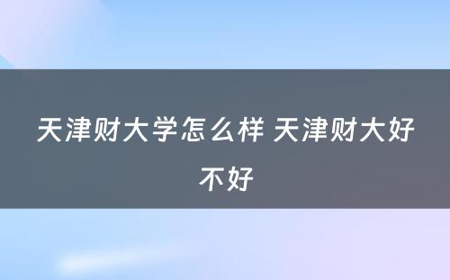 天津财大学怎么样 天津财大好不好