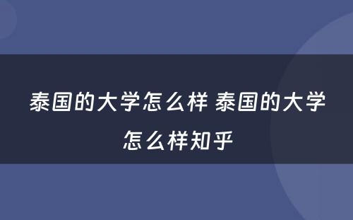 泰国的大学怎么样 泰国的大学怎么样知乎