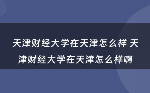 天津财经大学在天津怎么样 天津财经大学在天津怎么样啊