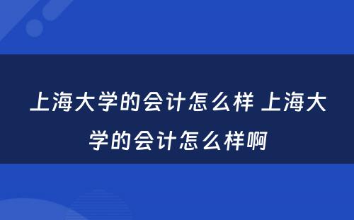 上海大学的会计怎么样 上海大学的会计怎么样啊