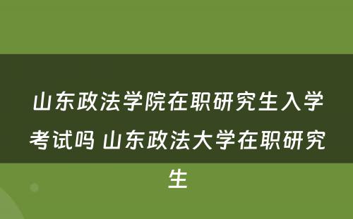 山东政法学院在职研究生入学考试吗 山东政法大学在职研究生