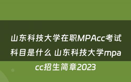 山东科技大学在职MPAcc考试科目是什么 山东科技大学mpacc招生简章2023