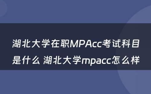 湖北大学在职MPAcc考试科目是什么 湖北大学mpacc怎么样
