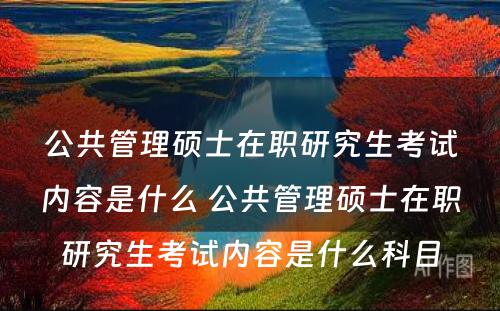 公共管理硕士在职研究生考试内容是什么 公共管理硕士在职研究生考试内容是什么科目