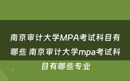 南京审计大学MPA考试科目有哪些 南京审计大学mpa考试科目有哪些专业