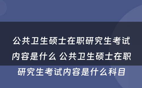 公共卫生硕士在职研究生考试内容是什么 公共卫生硕士在职研究生考试内容是什么科目