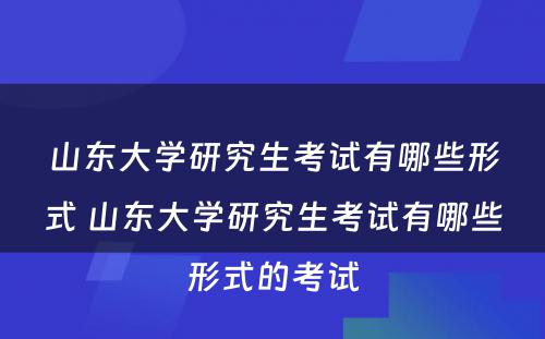 山东大学研究生考试有哪些形式 山东大学研究生考试有哪些形式的考试