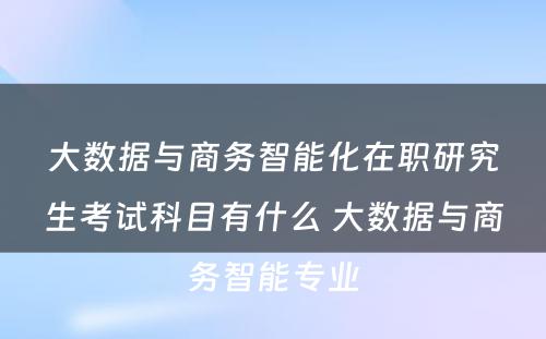 大数据与商务智能化在职研究生考试科目有什么 大数据与商务智能专业