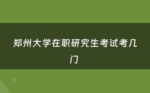 郑州大学在职研究生考试考几门 