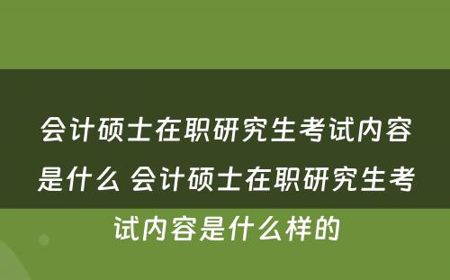 会计硕士在职研究生考试内容是什么 会计硕士在职研究生考试内容是什么样的