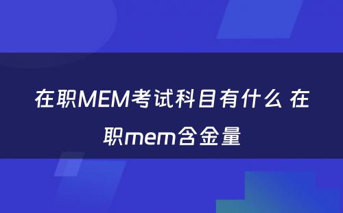 在职MEM考试科目有什么 在职mem含金量