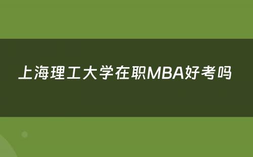 上海理工大学在职MBA好考吗 