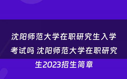 沈阳师范大学在职研究生入学考试吗 沈阳师范大学在职研究生2023招生简章