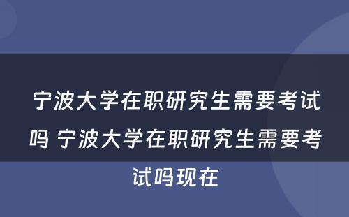 宁波大学在职研究生需要考试吗 宁波大学在职研究生需要考试吗现在