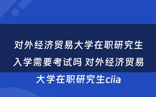 对外经济贸易大学在职研究生入学需要考试吗 对外经济贸易大学在职研究生ciia