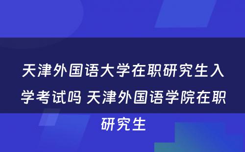 天津外国语大学在职研究生入学考试吗 天津外国语学院在职研究生