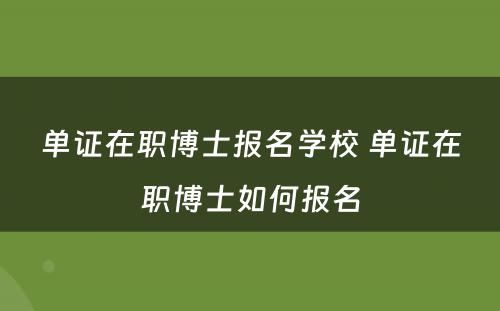 单证在职博士报名学校 单证在职博士如何报名