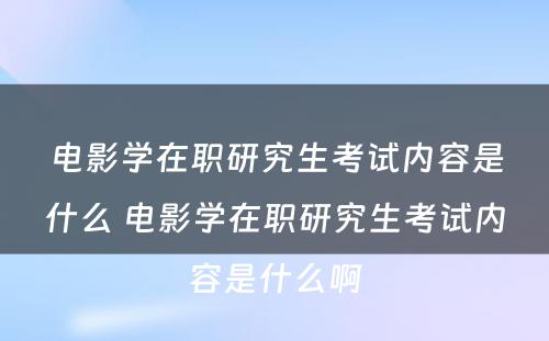 电影学在职研究生考试内容是什么 电影学在职研究生考试内容是什么啊
