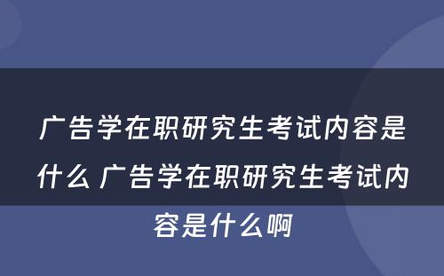 广告学在职研究生考试内容是什么 广告学在职研究生考试内容是什么啊